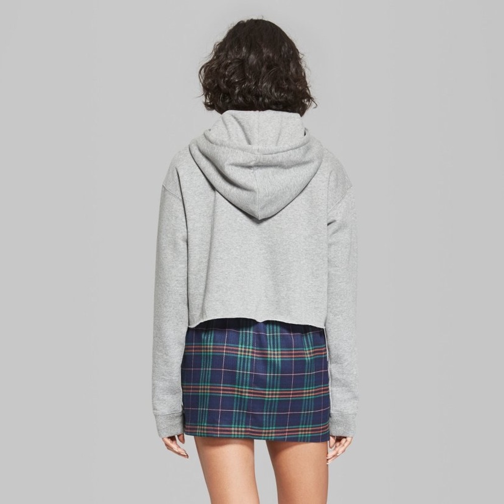 Wild Fable Women's Gray Cropped Sweatshirt Hoodie - Picture 2 of 12